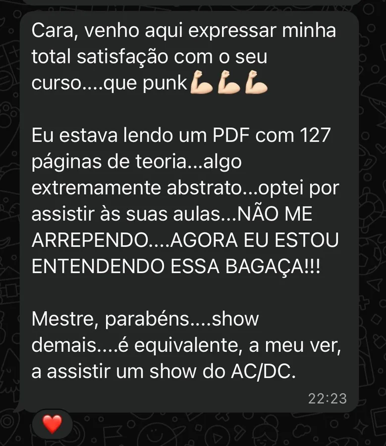 Depoimento: você é o melhor do mercado, seu curso é o melhor que temos