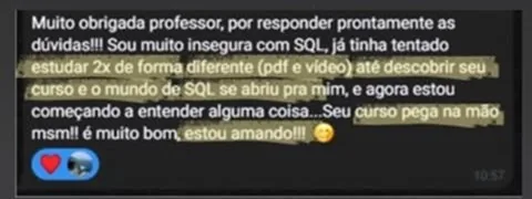 Depoimento: era insegura com SQL, agora o mundo de SQL se abriu pra mim
